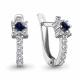 Серебряные серьги AQUAMARINE А400805АБ с фианитом и гидротермальным сапфиром