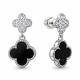 Серебряные серьги AQUAMARINE А400811А с фианитом и ониксом