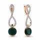 Серьги из золочёного серебра AQUAMARINE А4249209А-п с фианитом и агатом