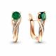 Серьги из золочёного серебра AQUAMARINE А42887П-пк с гидротермальным изумрудом