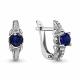 Серебряные серьги AQUAMARINE А42968Б с фианитом и гидротермальным сапфиром