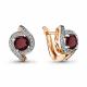 Серьги из золочёного серебра AQUAMARINE А4297703А-пк с фианитом и гранатом