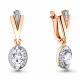 Серьги из золочёного серебра AQUAMARINE А43879А-пк с фианитом