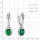 Серебряные серьги AQUAMARINE А43879Г с фианитом и гидротермальным изумрудом
