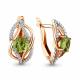 Серьги из золочёного серебра AQUAMARINE А4405207А-п с фианитом и хризолитом