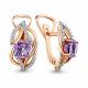 Серьги из золочёного серебра AQUAMARINE А4405225А-п с фианитом и алекситом