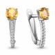 Серебряные серьги AQUAMARINE А4406206А с фианитом и цитрином