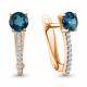 Серьги из золочёного серебра AQUAMARINE А4406208А-п с фианитом и Лондон топазом
