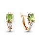 Серьги из золочёного серебра AQUAMARINE А4414507А-п с фианитом и хризолитом