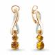 Серьги из золочёного серебра AQUAMARINE А4431606А-п с фианитом и цитрином