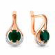 Серьги из золочёного серебра AQUAMARINE А4431809А-п с фианитом и агатом