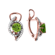 Серьги из золочёного серебра AQUAMARINE А4434907А-п с фианитом и хризолитом