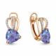 Серьги из золочёного серебра AQUAMARINE А4438425А-п с фианитом и алекситом