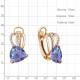 Серьги из золочёного серебра AQUAMARINE А4438425А-п с фианитом и алекситом