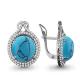 Серебряные серьги AQUAMARINE А4443494А с фианитом и бирюзой