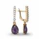 Серьги из золочёного серебра AQUAMARINE А4444904А-п с фианитом и аметистом