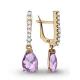 Серьги из золочёного серебра AQUAMARINE А4444925А-п с фианитом и ювелирным кристаллом