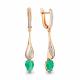 Серьги из золочёного серебра AQUAMARINE А4449409А-п с фианитом и агатом