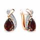 Серьги из золочёного серебра AQUAMARINE А4450003-пк с фианитом и гранатом