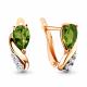 Серьги из золочёного серебра AQUAMARINE А4453907А-п с фианитом и хризолитом