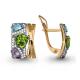 Серьги из золочёного серебра AQUAMARINE А4454307А-п с топазом, фианитом, аметистом и хризолитом
