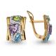 Серьги из золочёного серебра AQUAMARINE А4454504А-п с топазом, фианитом, аметистом и хризолитом