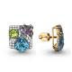 Серьги из золочёного серебра AQUAMARINE А4455505А-п с топазом, фианитом, аметистом и хризолитом