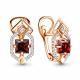 Серьги из золочёного серебра AQUAMARINE А4456203А-п с фианитом и гранатом