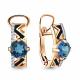 Серьги из золочёного серебра AQUAMARINE А4464008А-п с фианитом, эмалью и Лондон топазом