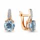 Серьги из золочёного серебра AQUAMARINE А4469002А-п с топазом и фианитом