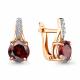 Серьги из золочёного серебра AQUAMARINE А4469003А-п с фианитом и гранатом