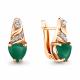 Серьги из золочёного серебра AQUAMARINE А4469909А-п с фианитом и агатом