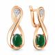 Серьги из золочёного серебра AQUAMARINE А4477009-п с фианитом и агатом