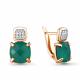 Серьги из золочёного серебра AQUAMARINE А4477409А-п с фианитом и агатом