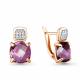 Серьги из золочёного серебра AQUAMARINE А4477428А-п с фианитом и александритом
