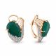 Серьги из золочёного серебра AQUAMARINE А4478409А-п с фианитом и агатом