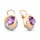 Серьги из золочёного серебра AQUAMARINE А4478704А-п с фианитом и аметистом