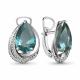 Серебряные серьги AQUAMARINE А4479988А с фианитом и турмалином