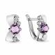 Серебряные серьги AQUAMARINE А4480804А с фианитом и аметистом