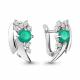 Серебряные серьги AQUAMARINE А4482409А с фианитом и агатом