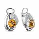 Серебряные серьги AQUAMARINE А4486906А с фианитом и цитрином