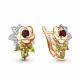 Серьги из золочёного серебра AQUAMARINE А4487733А-п с фианитом, хризолитом, гранатом и миксом камней