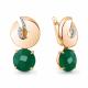 Серьги из золочёного серебра AQUAMARINE А4494309А-п с фианитом и агатом