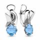 Серебряные серьги AQUAMARINE А4494788А с фианитом и турмалином