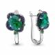 Серебряные серьги AQUAMARINE А4498496БГ с фианитом, опалом, гидротермальным сапфиром и гидротермальным изумрудом
