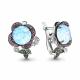 Серебряные серьги AQUAMARINE А4498797ВГ с фианитом, опалом, гидротермальным изумрудом и турмалином
