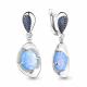Серебряные серьги AQUAMARINE А4499297Б с фианитом, опалом, гидротермальным сапфиром и миксом камней