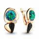 Серьги из золочёного серебра AQUAMARINE А4499496Ч-п с фианитом, опалом и ювелирным кристаллом