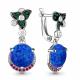 Серебряные серьги AQUAMARINE А4499595ВГ с фианитом, опалом, гидротермальным изумрудом и рубиновым корундом
