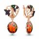 Серьги из золочёного серебра AQUAMARINE А4499687ВГЕ-п с цитрином, опалом, гидротермальным изумрудом, миксом камней и ювелирным кристаллом